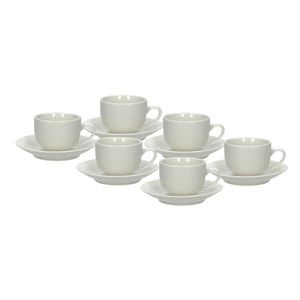 Set 6 cesti de cafea cu farfurie Victoria, Tognana Porcellane, 100 ml, ceramica, alb imagine