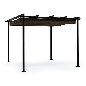 Pavilion pentru gradina cu prelata glisanta Dynamic Gazebo, Bizzotto, 300 x 300 x 225 cm, otel/poliester/poliuretan, antracit/grej imagine