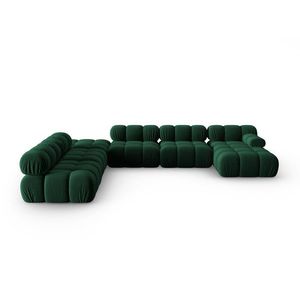 Coltar panoramic modular stanga 7 locuri, Bellis-51, Micadoni Home, 376x282x70 cm, catifea, verde bottle imagine