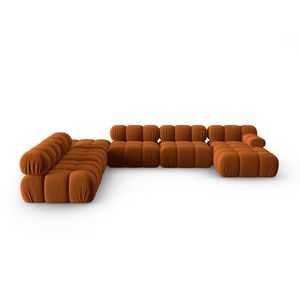 Coltar panoramic modular stanga 7 locuri, Bellis-51, Micadoni Home, 376x282x70 cm, catifea, teracota imagine