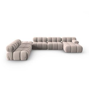 Coltar panoramic modular stanga 7 locuri, Bellis-51, Micadoni Home, 376x282x70 cm, catifea, cappuccino imagine