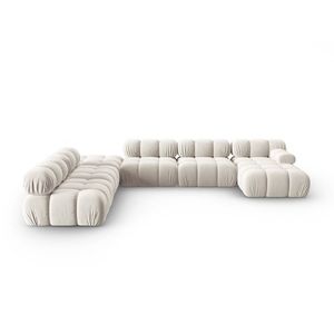 Coltar panoramic modular stanga 7 locuri, Bellis-51, Micadoni Home, 376x282x70 cm, catifea, bej inchis imagine