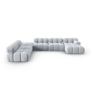 Coltar panoramic modular stanga 7 locuri, Bellis-51, Micadoni Home, 376x282x70 cm, catifea, albastru deschis imagine