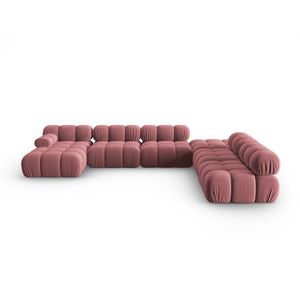 Coltar panoramic modular dreapta 7 locuri, Bellis-51, Micadoni Home, 376x282x70 cm, catifea, roz imagine