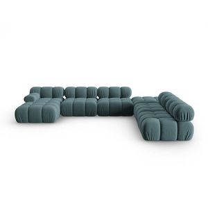 Coltar panoramic modular dreapta 7 locuri, Bellis-51, Micadoni Home, 376x282x70 cm, catifea, turcoaz imagine