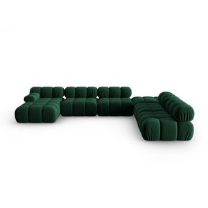 Coltar panoramic modular dreapta 7 locuri, Bellis-51, Micadoni Home, 376x282x70 cm, catifea, verde bottle imagine
