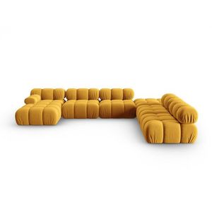 Coltar panoramic modular dreapta 7 locuri, Bellis-51, Micadoni Home, 376x282x70 cm, catifea, galben imagine