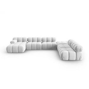 Coltar panoramic modular dreapta 7 locuri, Bellis-51, Micadoni Home, 376x282x70 cm, catifea, bej inchis imagine