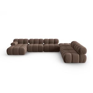 Coltar panoramic modular dreapta 7 locuri, Bellis-51, Micadoni Home, 376x282x70 cm, catifea, maro inchis imagine