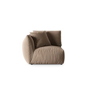 Modul stanga pentru canapea, 1 loc, Chris-184, Micadoni Home, 110x100x80 cm, catifea, maro deschis imagine