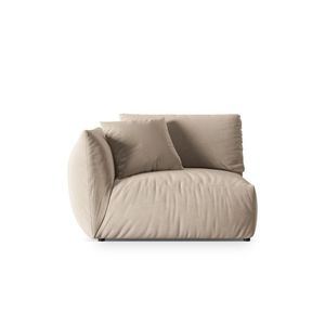 Modul stanga pentru canapea, 1 loc, Chris-184, Micadoni Home, 130x100x80 cm, catifea, ecru imagine