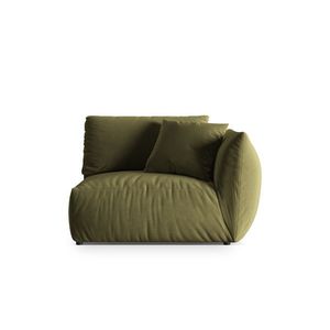 Modul dreapta pentru canapea, 1 loc, Chris-184, Micadoni Home, 130x100x80 cm, catifea, verde deschis imagine