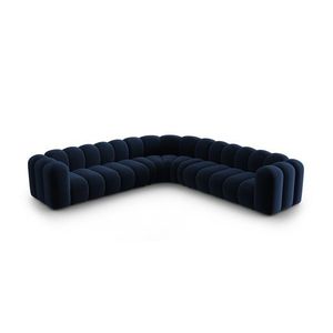 Coltar simetric modular 5 locuri, Lupine-44, Micadoni Home, 309x309x70 cm, catifea, albastru regal imagine