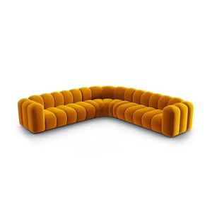 Coltar simetric modular 5 locuri, Lupine-44, Micadoni Home, 309x309x70 cm, catifea, galben imagine
