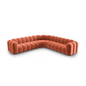 Coltar simetric modular 5 locuri, Lupine-44, Micadoni Home, 309x309x70 cm, catifea, corai imagine