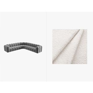 Coltar simetric modular 5 locuri, Lupine-101, Micadoni Home, 309x309x70 cm, tesatura boucle, alb imagine