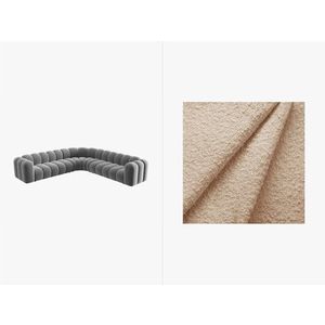 Coltar simetric modular 5 locuri, Lupine-101, Micadoni Home, 309x309x70 cm, tesatura boucle, bej imagine