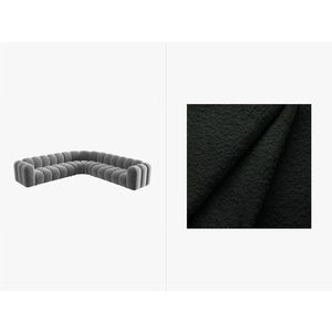 Coltar simetric modular 5 locuri, Lupine-101, Micadoni Home, 309x309x70 cm, tesatura boucle, negru imagine