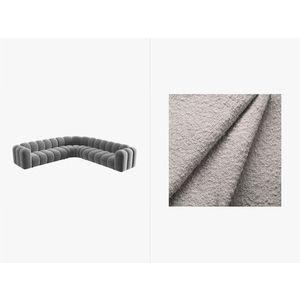 Coltar simetric modular 5 locuri, Lupine-101, Micadoni Home, 309x309x70 cm, tesatura boucle, gri deschis imagine