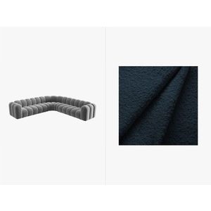 Coltar simetric modular 5 locuri, Lupine-101, Micadoni Home, 309x309x70 cm, tesatura boucle, albastru inchis imagine