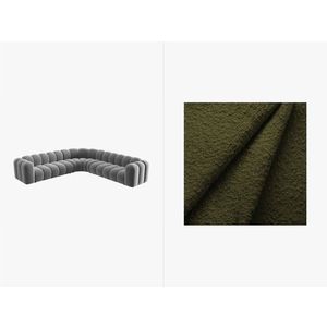 Coltar simetric modular 5 locuri, Lupine-101, Micadoni Home, 309x309x70 cm, tesatura boucle, oliv inchis imagine