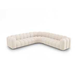 Coltar simetric modular 5 locuri, Lupine-140, Micadoni Home, 309x309x70 cm, tesatura chenille din poliester, bej deschis imagine