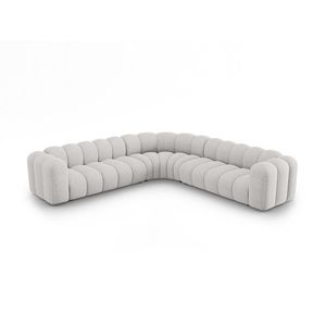 Coltar simetric modular 5 locuri, Lupine-140, Micadoni Home, 309x309x70 cm, tesatura chenille din poliester, gri deschis imagine