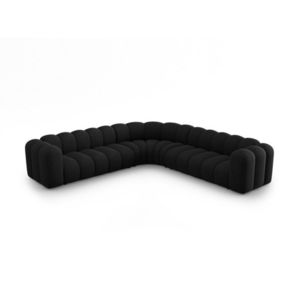 Coltar simetric modular 5 locuri, Lupine-140, Micadoni Home, 309x309x70 cm, tesatura chenille din poliester, negru imagine