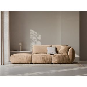 Canapea modulara 3 locuri cotiera stanga, Chris-184, Micadoni Home, 315x100x80 cm, catifea, bej sand imagine