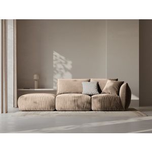 Canapea modulara 3 locuri cotiera stanga, Chris-184, Micadoni Home, 315x100x80 cm, catifea, maro deschis imagine