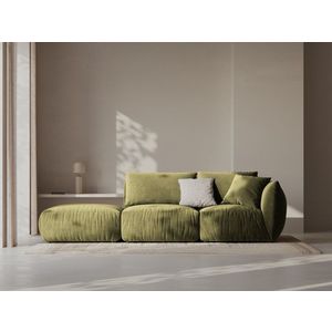 Canapea modulara 3 locuri cotiera stanga, Chris-184, Micadoni Home, 315x100x80 cm, catifea, verde deschis imagine