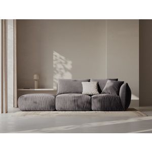 Canapea modulara 3 locuri cotiera stanga, Chris-184, Micadoni Home, 315x100x80 cm, catifea, gri inchis imagine