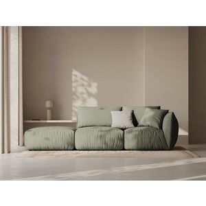 Canapea modulara 3 locuri cotiera stanga, Chris-259, Micadoni Home, 315x100x80 cm, tesatura structurata chenille, verde deschis imagine