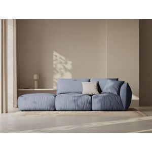 Canapea modulara 3 locuri cotiera stanga, Chris-259, Micadoni Home, 315x100x80 cm, tesatura structurata chenille, albastru muted imagine