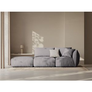 Canapea modulara 3 locuri cotiera stanga, Chris-259, Micadoni Home, 315x100x80 cm, tesatura structurata chenille, gri beton imagine