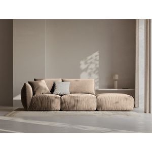 Canapea modulara 3 locuri cotiera dreapta, Chris-184, Micadoni Home, 315x100x80 cm, catifea, maro deschis imagine