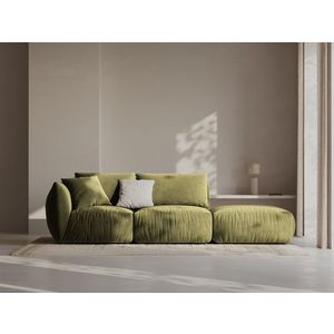 Canapea modulara 3 locuri cotiera dreapta, Chris-184, Micadoni Home, 315x100x80 cm, catifea, verde deschis imagine