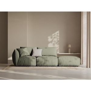Canapea modulara 3 locuri cotiera dreapta, Chris-259, Micadoni Home, 315x100x80 cm, tesatura structurata chenille, verde deschis imagine