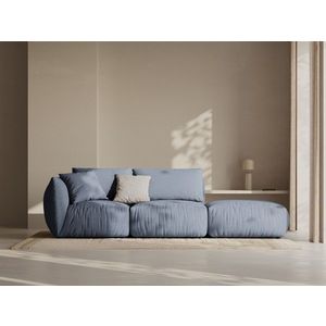 Canapea modulara 3 locuri cotiera dreapta, Chris-259, Micadoni Home, 315x100x80 cm, tesatura structurata chenille, albastru muted imagine