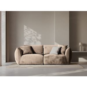 Canapea modulara 3 locuri, Chris-184, Micadoni Home, 220x100x80 cm, catifea, maro deschis imagine