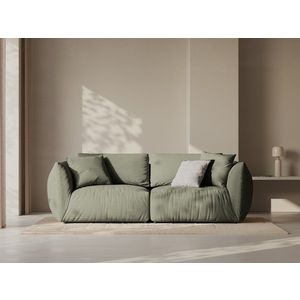 Canapea modulara 3 locuri, Chris-259, Micadoni Home, 220x100x80 cm, tesatura structurata chenille, verde deschis imagine