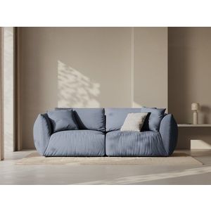 Canapea modulara 3 locuri, Chris-259, Micadoni Home, 220x100x80 cm, tesatura structurata chenille, albastru muted imagine