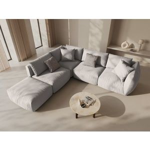 Coltar modular stanga 4 locuri, Chris-259, Micadoni Home, 295x290x80 cm, tesatura structurata chenille, natural imagine