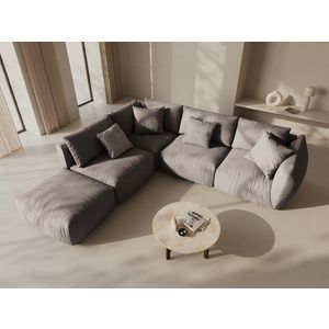 Coltar modular stanga 4 locuri, Chris-259, Micadoni Home, 295x290x80 cm, tesatura structurata chenille, bej sand imagine