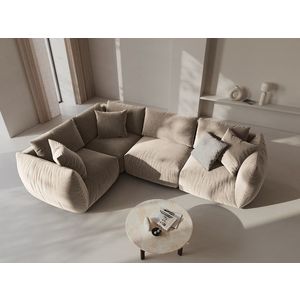Coltar stanga 4 locuri, Chris-184, Micadoni Home, 295x210x80 cm, catifea, ecru imagine