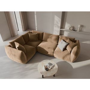 Coltar stanga 4 locuri, Chris-184, Micadoni Home, 295x210x80 cm, catifea, bej sand imagine