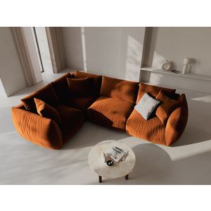Coltar stanga 4 locuri, Chris-184, Micadoni Home, 295x210x80 cm, catifea, teracota imagine