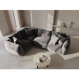 Coltar stanga 4 locuri, Chris-184, Micadoni Home, 295x210x80 cm, catifea, gri imagine