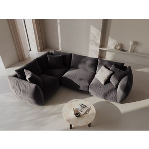 Coltar stanga 4 locuri, Chris-184, Micadoni Home, 295x210x80 cm, catifea, gri inchis imagine