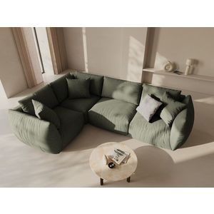 Coltar stanga 4 locuri, Chris-259, Micadoni Home, 295x210x80 cm, tesatura structurata chenille, verde deschis imagine